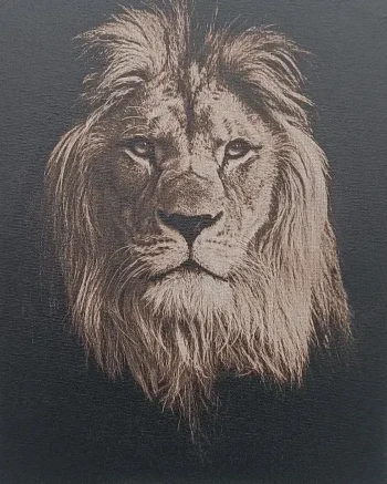 Portrait de Lion gravure laser sur toile