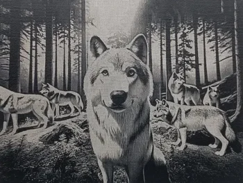 Meute de Loups gravure laser sur toile