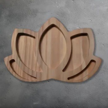 Plateau Lotus en Bois – Apéritif & Lithothérapie