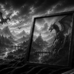 Illustration d'un dragon fantasy dans un univers médiéval sombre représentant l’univers Dragons de KSI-Gravure.