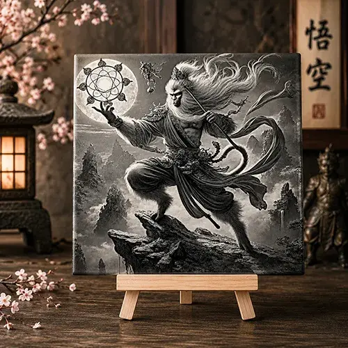 Gravure laser Sun Wukong Roi Singe sur carrelage 15x15 cm